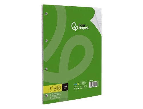 Recarga liderpapel din a4 100 folhas 100 g/m2 pautado horizontal com margem 4 furos , Liderpapel , 79689 , 8423473796898